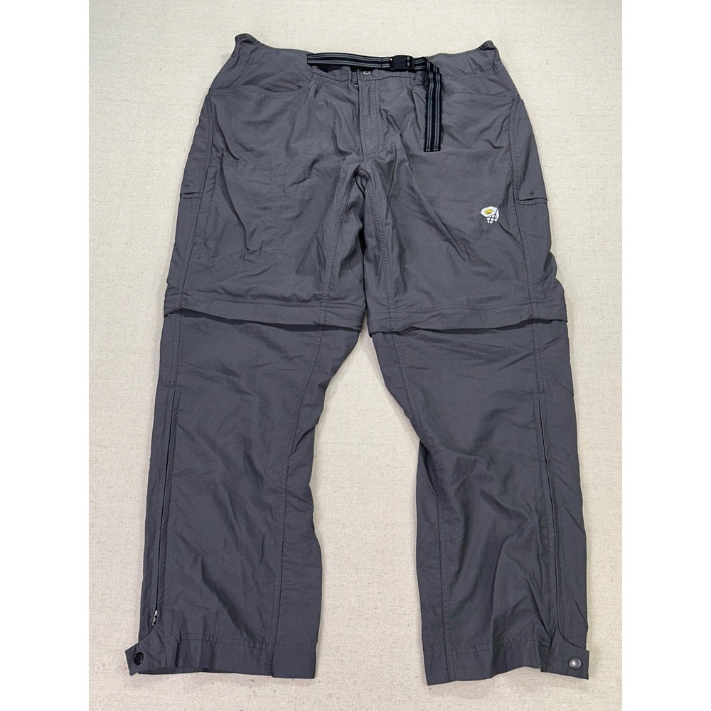 Mountain Hardwear Mens XL Short Convertible Hiking Pants Gray Zip Off Outdoor
